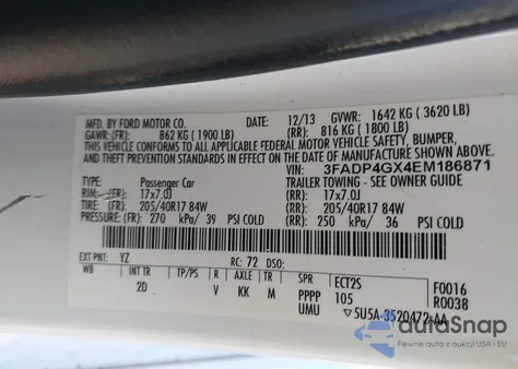 2014 Ford Fiesta St from USA, damaged, VIN 3FADP4GX4EM186871